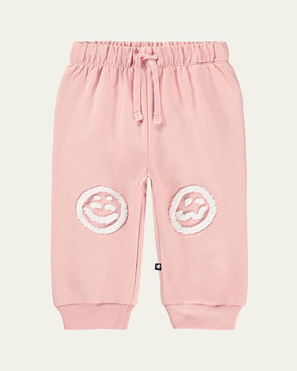 Girl's Simeon Smiling Face Cotton Jogger pants, Size Newborn-4